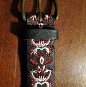 Lucky Brand Charcoal Leather Belt, Red and White